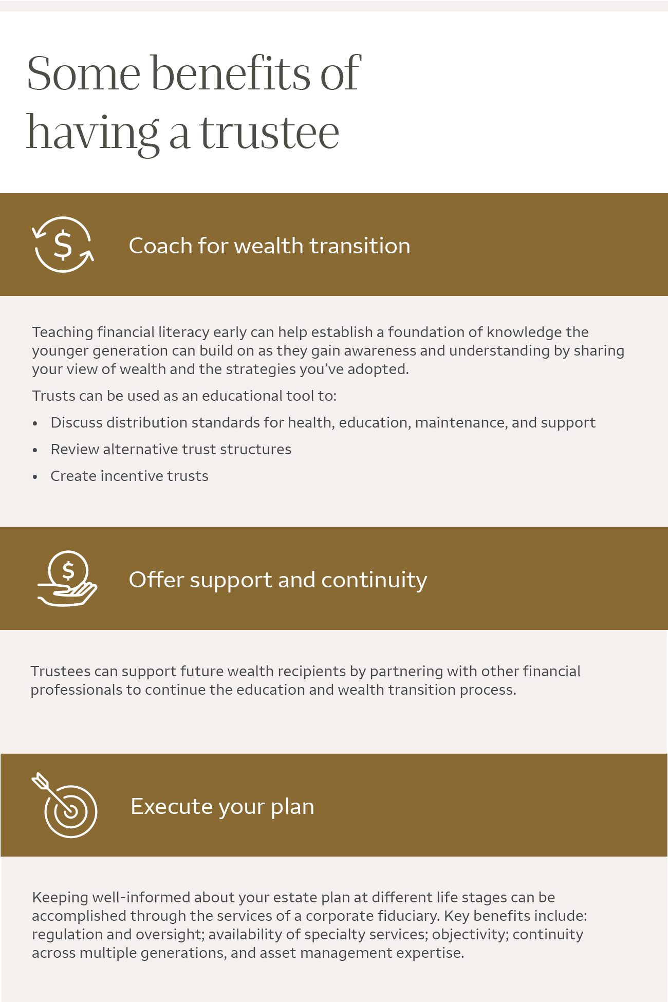 Infographic detailing the benefits of having a trustee. For details, click "view text alternative."